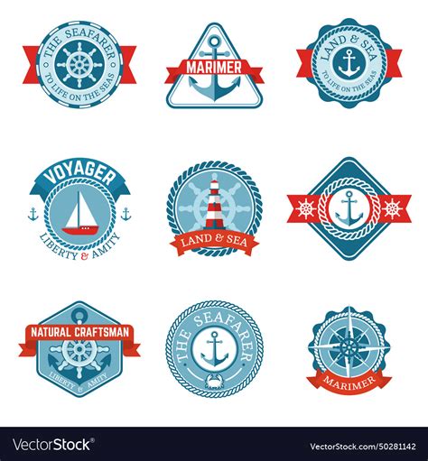 Nautical Label Set Royalty Free Vector Image Vectorstock