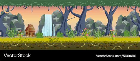 Forest game background and environment Royalty Free Vector