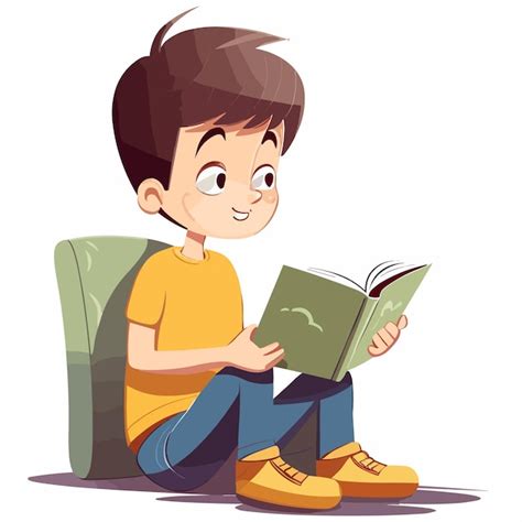 Vecteur Mignon Petit Enfant Lisant Un Livre Pour L Autocollant D