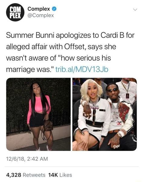 Complex Complex Summer Bunni Apologizes To Cardi B For Alleged Affair With Offset Says She