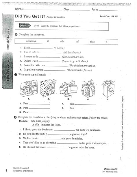 2 U3L1 Did You Get It Pronouns After Prepositions Amanda Rieder