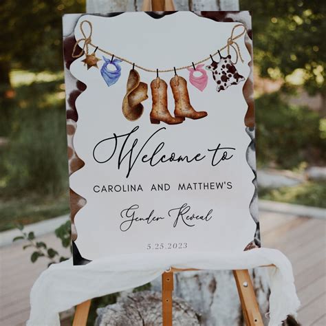 Welcome Sign Gender Reveal Rodeo Gender Welcome Sign Template Cowboy