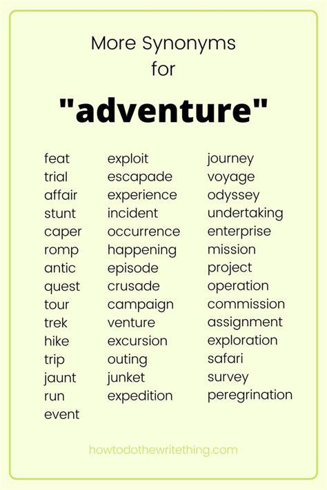 More Synonyms for "adventure" | Writing Tips | Writing words, Book ...