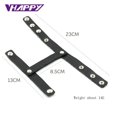 Black Strap On Genuine Leather Penis Rings Sex Toy Chastity Belt Men