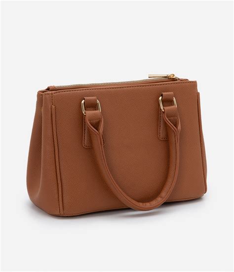 Bolsa Transversal Satchel Al A De M O E Detalhe Frontal Marrom