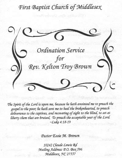 Ordination Service Bulletin