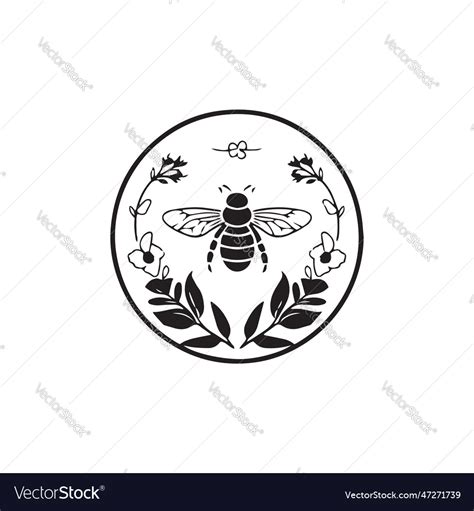 Honey bee silhouette isolated on a white Vector Image