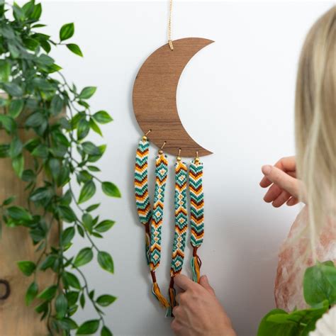 Handgemaakte Macram Hanger Bohemian Houten Maan Cm Kopen Spiru