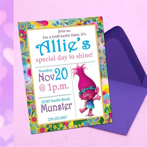 Trolls World Tour Birthday Invitation Etsy