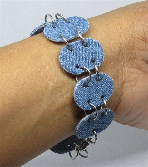 Denim Bracelet Repurposed Denim Bracelet Upcycled Denim Bracelet