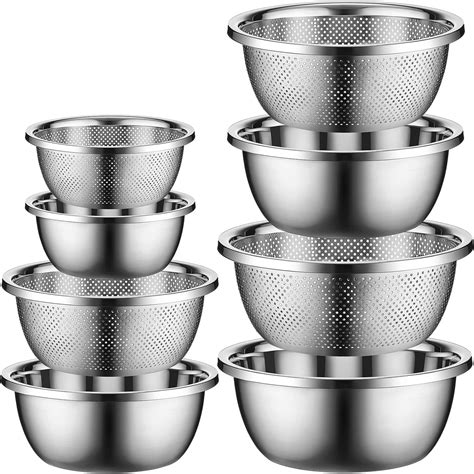 Amazon Uiifan 8 Pcs Stainless Steel Mixing Bowl With Stainless