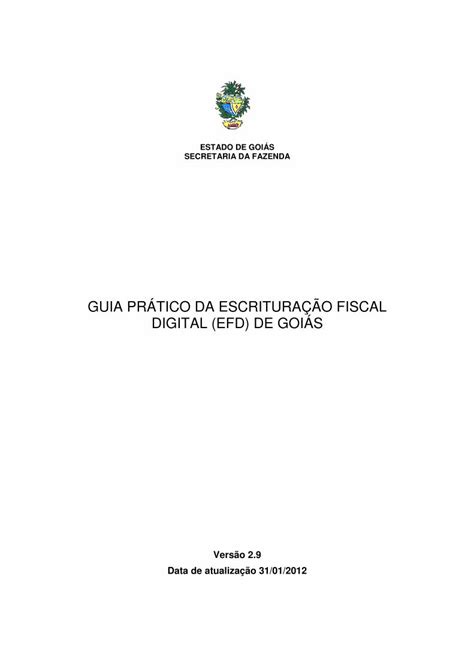 Pdf Guia Pr Tico Da Escritura O Fiscal Digital Efd De Dispensa