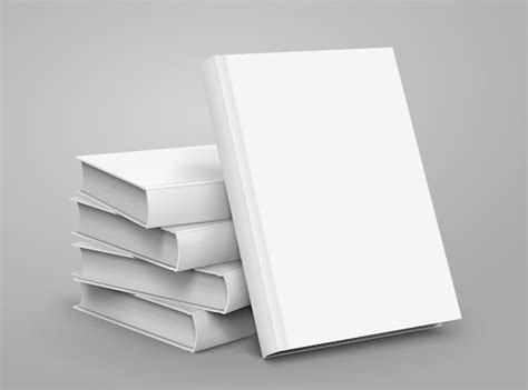 Los Libros De Tapa Dura En Blanco Se Amontonan Sobre Un Fondo Gris