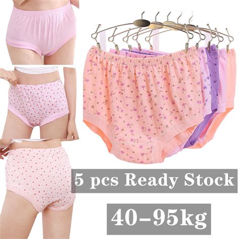 5 Pcs 40 95kg Panties Women Plus Size High Waist Cotton Ladies