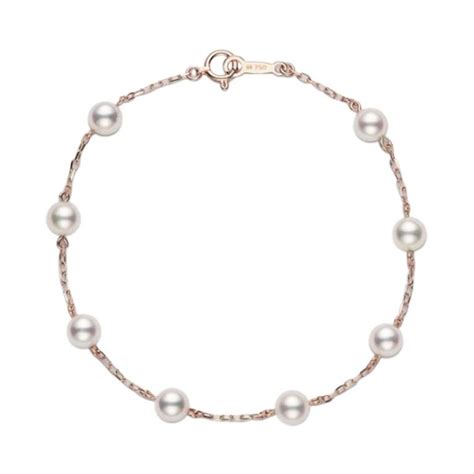 Mikimoto Cultured Pearl Diamond Spacers Bracelet At 1stdibs