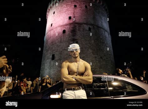 A Gay Activist In Sailor Uniform Poses For A Photo In Front Of White Tower Thessaloniki S City