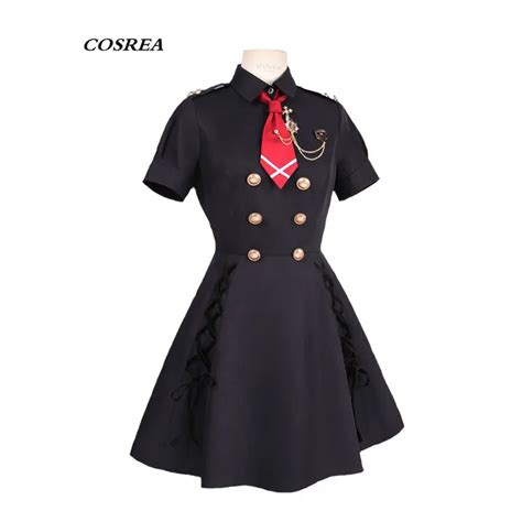 COSREA Hot Game Azur Lane Cosplay Costume Black Uniform Dress With Tie Costumes Halloween Party