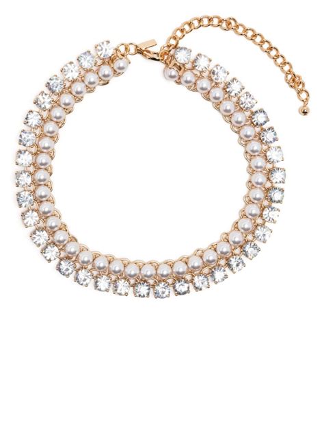 Kenneth Jay Lane Crystal Pearl Chain Link Necklace Farfetch