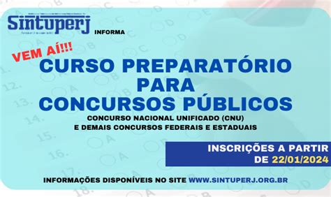 Sintuperj Promove Curso Preparat Rio Para Concurso Nacional