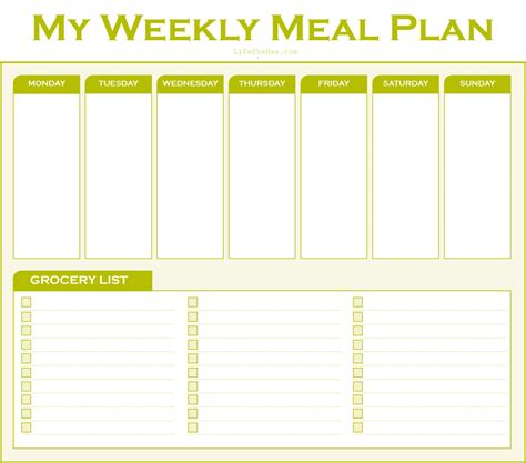 Printable Weekly Meal Planner Grocery List Weekly Meal Planner Images