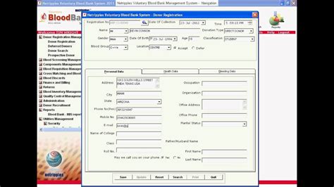 Donor Registrationvoluntary Blood Bank Management System Youtube