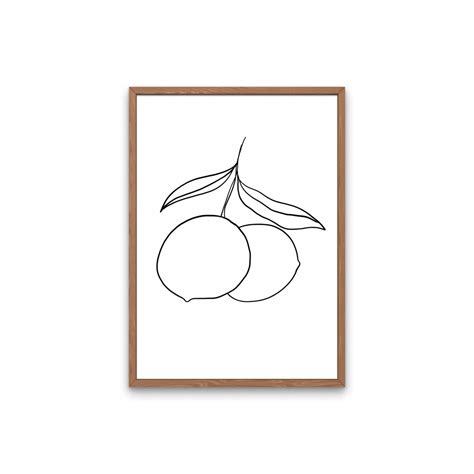 Minimal Line Drawing Art, Minimalist One Line Wall Home Decor, Fruit ...