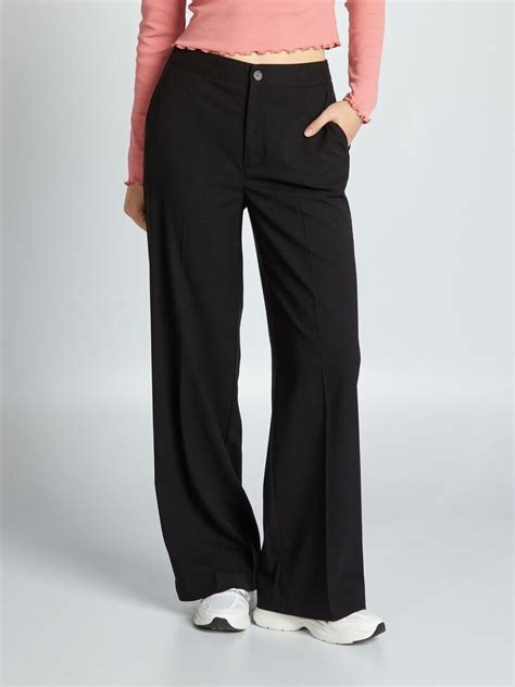 Pantalon Large Fluide Noir Kiabi