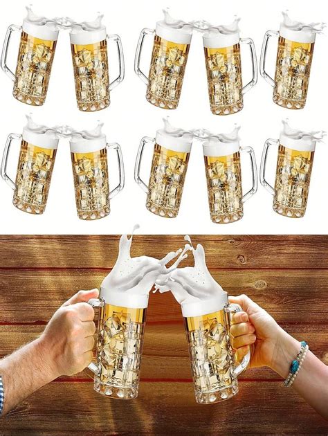 5pcs 16 Oz Plastic Beer Mugs With Handles Large Clear Beer Drinking