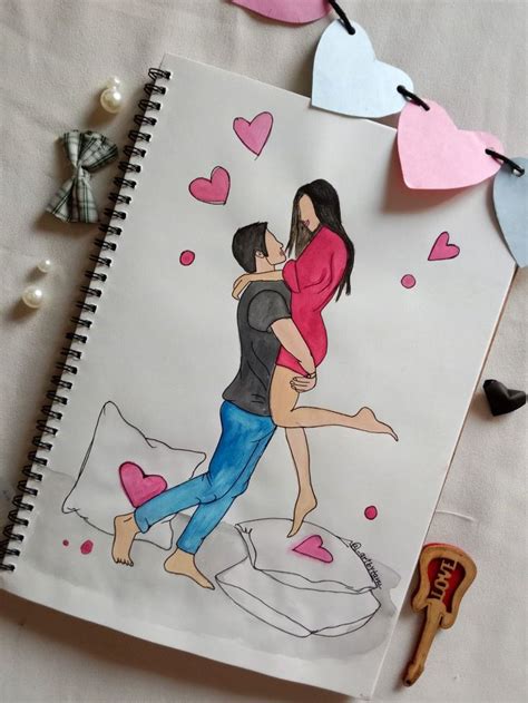 Couple art couple drawing valentine's day drawing love painting love ...