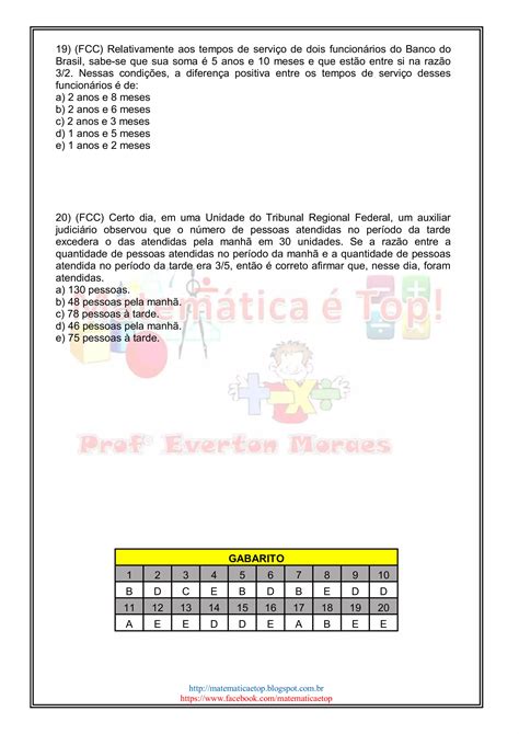 Lista De Exercícios Razão E Proporção Pdf