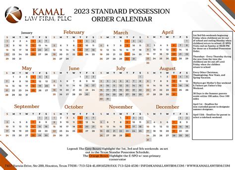 The Standard Possession Calendar In Texas For 2023https Static