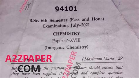 Mdu BSc 6th Sem Inorganic Chemistry Question Paper 2021 YouTube