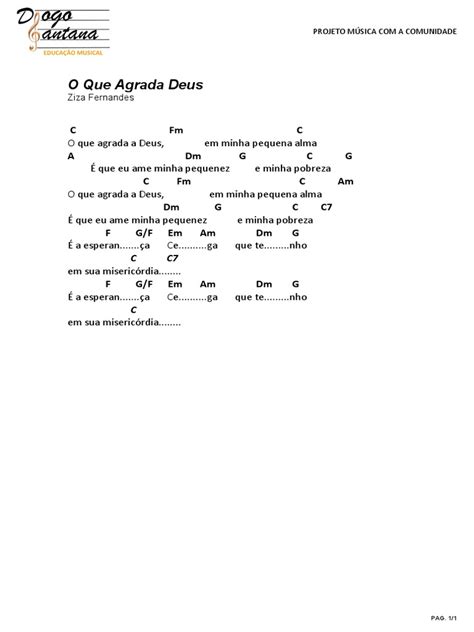O Que Agrada A Deus Letra - 20-07-2021 - o Que Agrada A Deus - Cifras 2021 | PDF