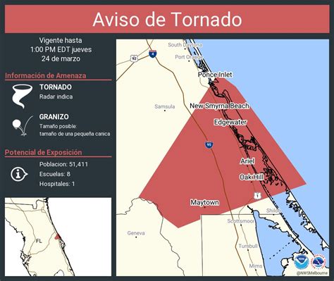 Nws Melbourne On Twitter Aviso De Tornado Incluye New Smyrna Beach Fl