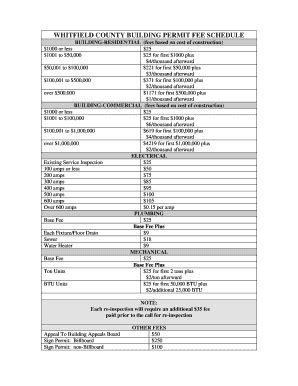 Fillable Online WHITFIELD COUNTY BUILDING PERMIT FEE SCHEDULE Fax Email