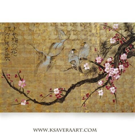 Japan Art Cherry Blossom And Love Birds Japanese Style Zen Etsy