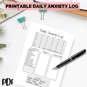 Free Printable Anxiety Daily Log Anxiety Journal By Kirsty Yiu