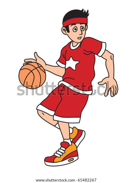 Man Playing Basketball Cartoon Vector Illustration Stock Vector