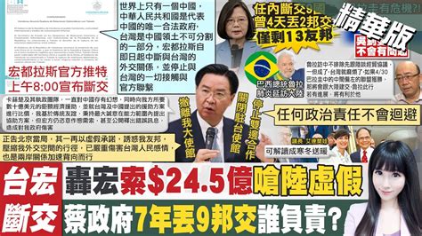 【劉盈秀報新聞】任內斷交7國 吳釗燮任何政治責任不會迴避｜宏國39名在台軍校生眷屬將遣回 駐宏武官將返台 精華版 Ctitv