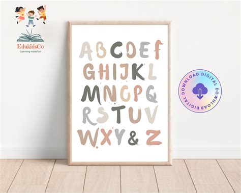 Neutral Alphabet Poster Alphabet ABC Print Nursery Alphabet Etsy