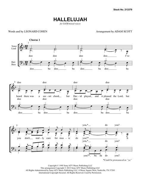 John Cale Hallelujah Sheet Music For Satb Choir Download Pdf 432782