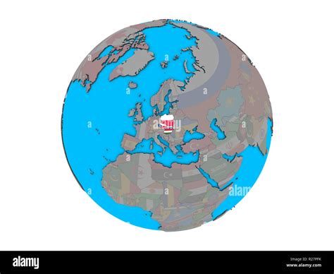 Visegrad Group With Embedded National Flags On Blue Political D Globe