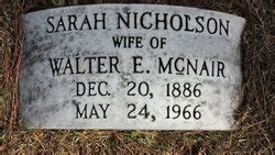 Sarah Nicholson Mcnair Memorial Find A Grave