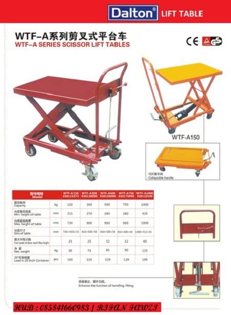 Jual Lift Table Meja Hidrolik 150 Kg 1000 Kg Dalton