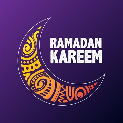 Um Fundo Roxo Uma Lua Crescente E As Palavras Ramadan Kareem Doodle