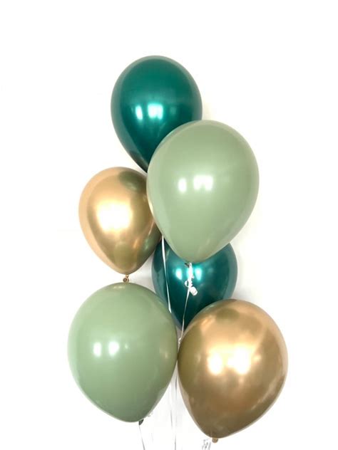 Green And Gold Balloons Light Green Wedding Decor Green Balloons Eucalyptus Balloons