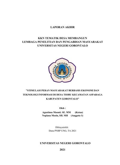 Laporan Akhir Kkn Tematik Desa Membangun Lembaga Penelitian Dan