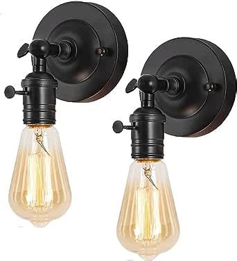 Industrial Wall Sconces Set Of 2 Black Vanity Lights For Bathroom