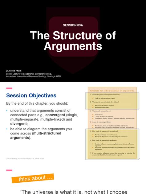 Session 03A The Structure of Argument | PDF | Argument | Critical Thinking