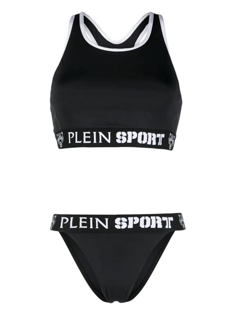 Plein Sport Baroque Tiger Bikini Set Black FARFETCH